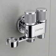 Plantex 2 Way Angle Cock/Stainless Steel Double Outlet Water Valve/Bathroom & Kitchen Tap Connector/Water Faucet - Pack of 1 (Chrome, APS-N-7)