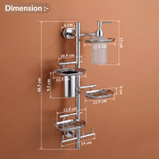 Plantex J4 Stainless Steel 5in1 Bathroom Set/Soap Holder for Bathroom Wall/Soap Dispenser Set /ToothBrush Holder/Robe Hook for Bathroom/Bathroom Accessories- Pack of 1 (Chrome)
