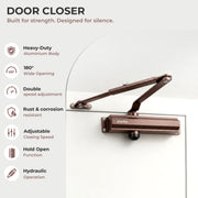 Plantex Premium Heavy Duty Aluminium Door Closer/Automatic Hydraulic Door Closer/Soft Door Closers for Hotel-Home-Office (ISO 9001 Certified)(Capacity 75 Kg, Brown)