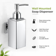 Plantex 304 Grade Stainless Steel Soap Dispenser for Wash Basin/Wall Mounted Soap Dispenser for Bathroom/Hotel/Restaurants - Pack of 1 (Regent-Chrome)