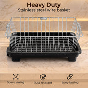 Plantex Dish Drying Rack/Stainless Steel Dish Drainer with Drainer Tray for Kitchen/Vessel Drainer Basket for Utensils/Plate Drying Rack - Chrome (39 X 31.5 X 15 Cm)