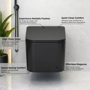 Plantex Imported Italica Ceramic Wall Hung Commode for Toilet/Rimless Western Toilet/Commode with Soft Closing Toilet Seat - P Trap (Square - Matt Black)