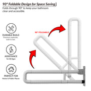 Plantex Stainless Steel 24 Inch U-Shape Handle for Bathroom Support/Space-Saving Safety Bar for Shower/Toilet/Bedside Anti-Slip Shower Grab Bar for Bathroom - (White)