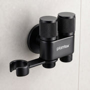 Plantex 2 Way Angle Cock/Stainless Steel Double Outlet Water Valve/Bathroom & Kitchen Tap Connector/Water Faucet - Pack of 1 (Black, APS-N-8)