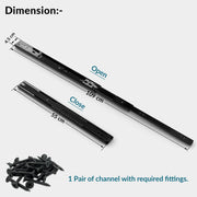 Plantex 22 Inch Soft Close Drawer Channel/Regular Close Ball Bearing Slider Drawer Channel for Home, Kitchen & Wardrobe/Telescopic Channel for Drawer - Pair of 1 (Black)