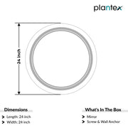 Plantex Glass Mirror With Light With 3 Tone/Touch Wall Mount Mirror For Bedroom/Dressing Room/Living Room - Round Shape (24 Inch), White