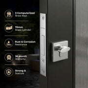 Plantex Dead Lock for Main Door/Lock with Brass 70mm Cylinder with Lock Body and 3 Computerized Keys - Pack of 1 (Satin)
