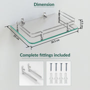 Plantex Glass Setup Box Stand Wall Mounted/Glass Shelf/Wall Shelf Rack/Wall Mount Holder with Wall Brackets (12 X 9 Inch)