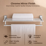 Plantex 304 Grade Stainless Steel 24 inch Towel Rack for Bathroom/Towel Stand/Hanger/Bathroom Accessories - Darcy (Chrome)