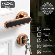 Plantex Door Lock Set with Keys/Mortise Door Lock for Home/Office/Hotel - Pack of 1 (OHMH-21, PVD Rose Gold & Black)