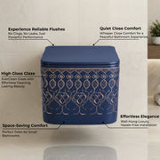 Plantex Ceramic Commode for Toilet/Rimless Washdown Western Toilet/P Trap Commode with Soft Closing Toilet Seat Cover - (LAS04, Blue)