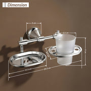 Plantex 304 Grade Stainless Steel Soap Dish with Tumbler Holder/2in1 Soap Dish with Toothbrush Holder/Soap Stand/Case/Bathroom Accessories - Pack of 1 (Niko, Chrome)