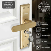 Plantex Door Lock Set - Main Door Lock Plate Handle Set/Mortise Lock with 3 Keys/Lock Body and Cylinder - Pack of 1 (OHMH-81, Brass Antique)