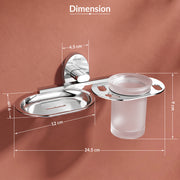 Plantex 304 Grade Stainless Steel 2 in1 Soap Holder with Tumbler Holder/Bathroom Accessories - Olive (Chrome)