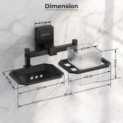 Plantex 304 Stainless Steel Soap and Brush Holder Stand for Bathroom and Wash Basin/Bathroom Accessories Darcy (Black)