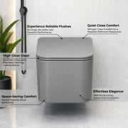 Plantex Imported Italica Ceramic Wall Hung Commode Toilet/Rimless Western Toilet/Washdown Commode with Soft Closing Toilet Seat - P Trap (Square - Matt Light Grey)