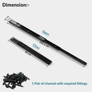 Plantex 20 Inch Soft Close Drawer Channel/Regular Close Ball Bearing Slider Drawer Channel for Home, Kitchen & Wardrobe/Telescopic Channel for Drawer - Pair of 1 (Black)