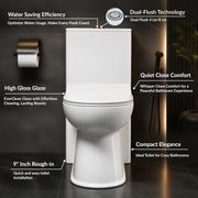 Plantex Commode for Toilet/Ceramic One Piece Western Toilet/Rimless Commode with Soft Closing Toilet Seat - S Trap Outlet (White)