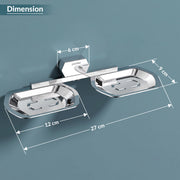 Plantex 304 Grade Stainless Steel Double Soap Dish for Bathroom/Soap Case/Soap Stand/Soap Holder/Bathroom Accessories - Pack of 1 (Delta - Chrome)