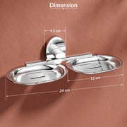 Plantex 304 Grade Stainless Steel Twin Soap Holder Stand for Bathroom and Wash Basin/Bathroom Accessories - Olive (Chrome)