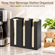 Plantex Metal Cup Holder/Paper Glass Dispenser Stand for Kitchen, Restaurant & Cafe/3 Column (Black)