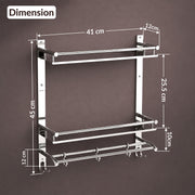 Plantex Bathroom Organiser with Drill/3 Tier Bathroom Accessories Set Stainless Steel/Bathroom Self Rack with Towel Hanger and Hooks/Wall Mount Rack Multipurpose(3-Tier Chrome)