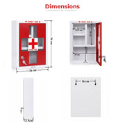 Plantex Metal Emergency First Aid Box for Home/Medical Boxes for Medicine Storage with Multi Compartments for School, Office - with Lock (Red & White) Big Size, Wall Mount