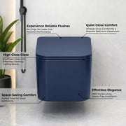 Plantex Imported Italica Ceramic Wall Hung Commode for Toilet/Rimless Washdown Flush/Commode with Soft Closing Toilet Seat - P Trap (Square - Dark Blue)