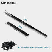 Plantex 14 Inch Soft Close Drawer Channel/Regular Close Ball Bearing Slider Drawer Channel for Home, Kitchen & Wardrobe/Telescopic Channel for Drawer - Pair of 1 (Black)