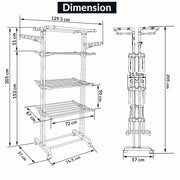 Plantex Stainless Steel Cloth Stand/Foldable Cloth Stand for Balcony/Stand for Cloth Drying with 4 Hangers (Chrome & Gray) Aeronest Jumbo