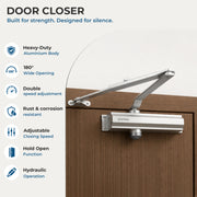 Plantex Heavy Duty Automatic Door Closer/Hydraulic Door Closer for Home/75kg Adujstable Spring Door Closer for Wooden Door & Metal Door (ISO 9001 Certified) - Silver