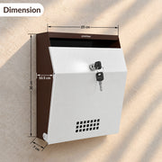 Plantex Letter Box/GI Steel Suggestion Box for Office with Key Lock/Post Box for Gate Home/Complaint Box/Wall Mounted Mail Box - (Coffee & White)