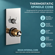 Plantex 4 Way Thermostatic Shower Jet Diverter with Single Lever High Flow Mixer/Pure Brass Concealed Body & Exposed Parts Kit/Outlet Bathroom Valve - Chrome (Kubix Premium-2586)