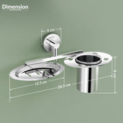 Plantex Stainless Steel Soap Dish with Tumbler Holder/Soap Dish with Toothpaste Holder/Soap Holder for Bathroom/Bathroom Accessories (Chrome)