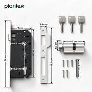 Plantex Mortise Door Lock Set with Brass Cylinder & Keys/Heavy-Duty Main Door Lock Body - Pack of 1 (Satin)