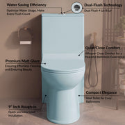 Plantex Platinum Ceramic One Piece Western Toilet/Rimless Washdown Commode for Toilet/Commode With Soft Close Toilet Seat - S Trap Outlet (Ocean)