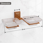 Plantex 304 Grade Stainless Steel Frosted Glass Double Soap Holder/Soap Stand/Dual Soap Dish for Bathroom/Bathroom Accessories - Pack of 1 (Crystal, PVD Rose Gold)
