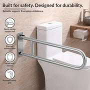 Plantex Stainless Steel 24 Inch U-Shape Handle for Bathroom Support/Bedside Anti-Slip Shower Grab Bar for Bathroom/Space-Saving Safety Bar for Shower/Toilet- (2046, Chrome)