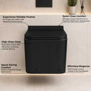 Plantex Platinum Ceramic Rim Wall Hung Western Toilet/P Trap Western Commode with Soft Close Seat Cover/ Commode with Washdown Flush - (Black-M)