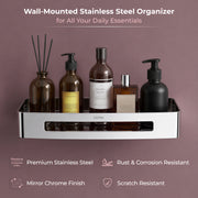 Plantex Bathroom Shelf for Wall/Stainless Steel Wall Mounted Shelf/Kitchen/Living Room/Bathroom Organiser with Drill (Chrome, 12x5 inches)