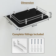 Plantex Glass Setup Box Stand Wall Mounted/Glass Shelf/Wall Shelf Rack/Wall Mount Holder with Wall Brackets (12 X 9 Inch, Black)