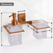 Plantex 304 Grade Stainless Steel Glass Liquid Dispenser with Tumbler Holder/Toothbrush Holder/Shampoo Dispenser for Washbasin/Kitchen/Bathroom Accessories - Pack of 1 (Crystal, PVD Rose Gold)