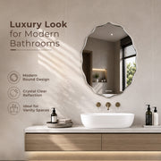 Plantex Glass Frameless Oval Mirror for Wall/Mirror with Beveled Smooth Edges/Mirror for Bathroom/Dressing Room/Living Room/Bedroom/Entryway - (18 X 24 Inch), Clear