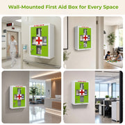 Plantex Metal Emergency First Aid Box for Home/Medical Kit Box for Medicine Storage with Multi Compartments for School, Office - Lockable (Green & White) Big Size, Wall Mount