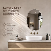 Plantex Frameless Oval Mirror for Wall/Mirror with Beveled Smooth Edges/Mirror for Bathroom/Dressing Room/Living Room/Bedroom/Entryway - (15 X 18 Inch)