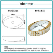 Plantex Ceramic Washbasin/Designer Basin for Bathroom/Oval Tabletop Basin/Countertop Vessel Sink for Home/Office/Restaurant (Gold & White - 24 x 14 x 10 Inch)