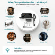Plantex Mortise Door Lock Set with Brass Cylinder & Keys/Heavy-Duty Main Door Lock Body - Pack of 1 (Satin Black)