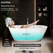 Plantex Freestanding Bathtub For Bathroom/Bath tub for Adults/Deep Soaker Bathtub with Overflow, Popup and Drain Pipe (BSM-203-White-1500mm)