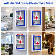 Plantex First Aid Box/Emergency Medicine Storage Box/First Aid Kit Box/Medical Box for Home, School & Office/Lockable with Multi Compartment - (Blue & White) â€“ Big Size Wall Mount â€“ Metal