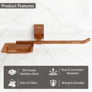 Plantex 304 Grade Stainless Steel Soap Dish with Napkin Ring/Soap Stand/Soap Holder/Napkin Holder/Towel Hanger for Bathroom/Bathroom Accessories - Pack of 1 (Crystal, PVD Rose Gold)